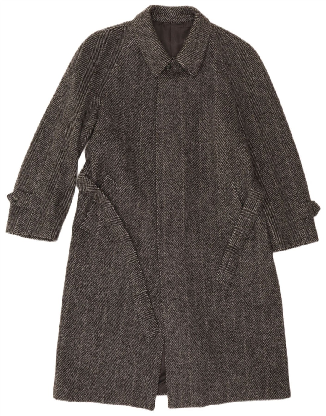 Vintage Herren Mantel IT 52 XL Grau Fischgrät