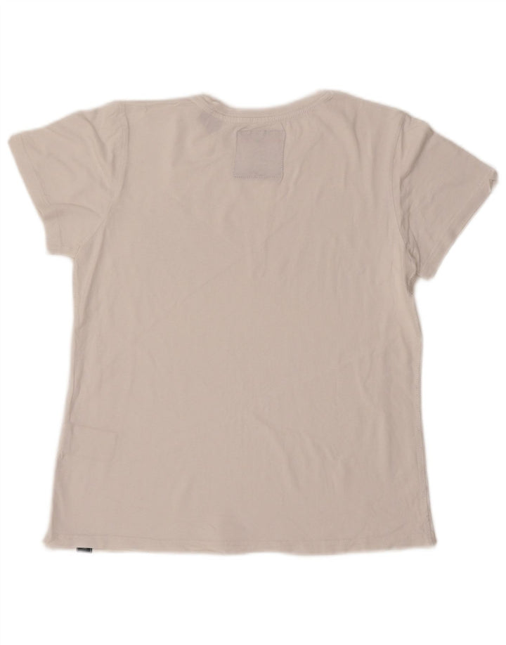 SUPERDRY Damen Grafik-T-Shirt-Oberteil UK 12 Mittelweiße Baumwolle