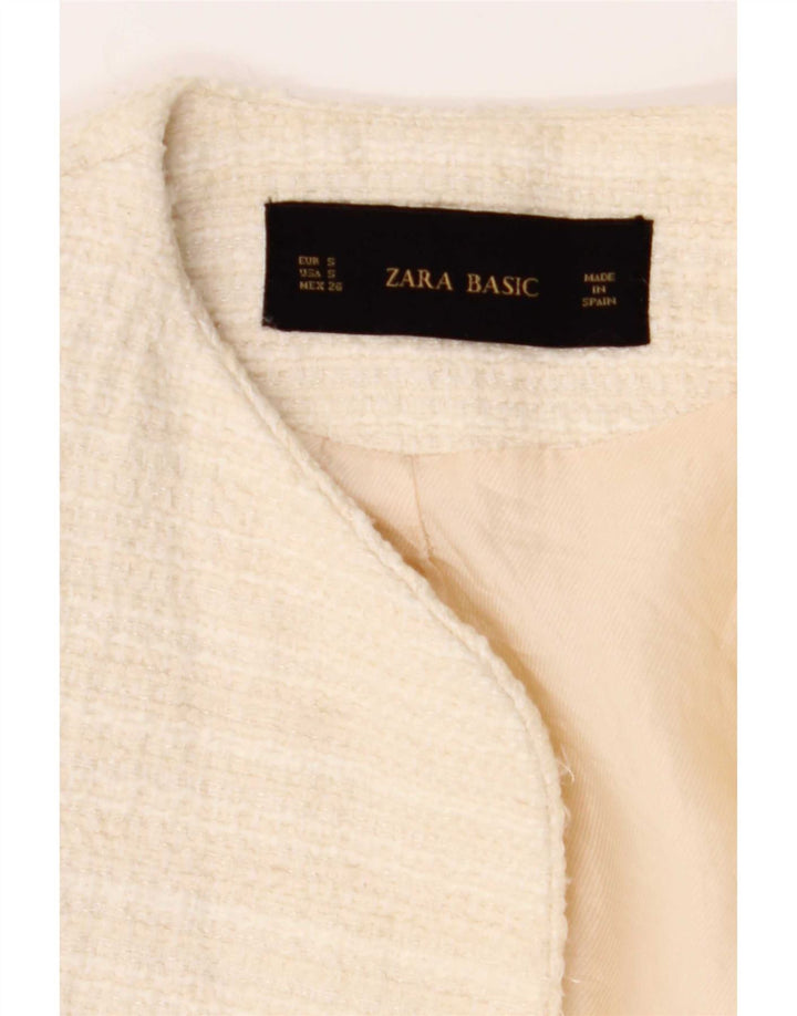 Zara Damen Blazer Jacke UK 10 Small Off White Acryl