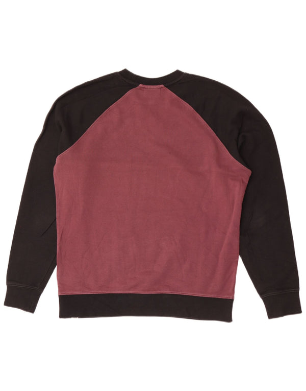 Vans Mens Sweatshirt Jumper Small Burgundy Colourblock Cotton