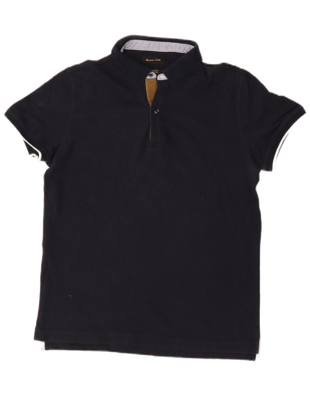 Massimo Dutti Herren-Poloshirt mit lässiger Passform, mittelmarineblaue Baumwolle
