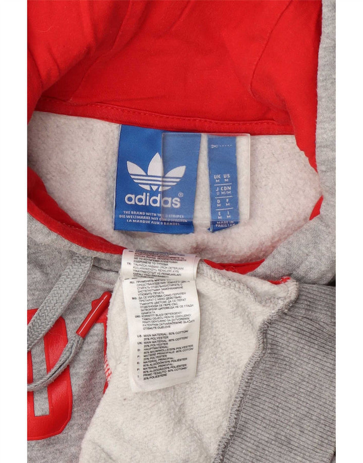 Adidas Herren-Kapuzenpullover mit grafischem Reißverschluss, mittelgrau gefleckte Baumwolle