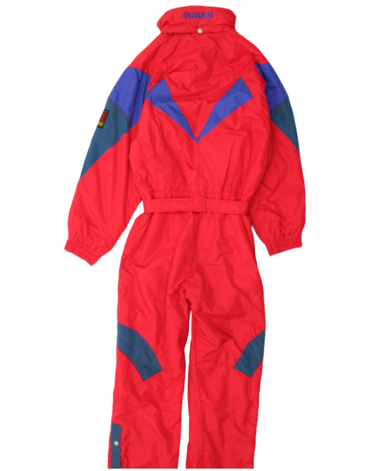 Brugi Damen-Skioverall mit Kapuze, IT 44, mittelrotes Colourblock-Polyamid