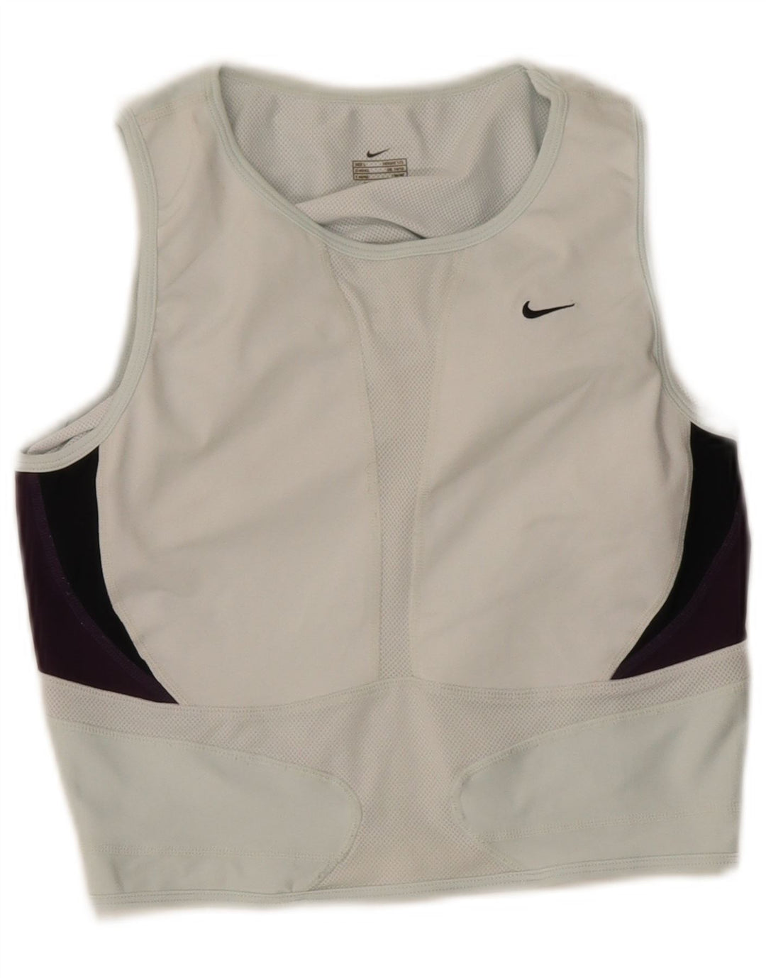 Nike Womens Crop Vest Top UK 14/16 Großes blaues Colourblock-Polyester