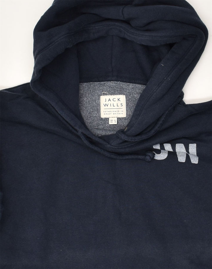 JACK WILLS Womens Hoodie Jumper UK 12 Medium Navy Blue Cotton | Vintage Jack Wills | Thrift | Second-Hand Jack Wills | Used Clothing | Messina Hembry 