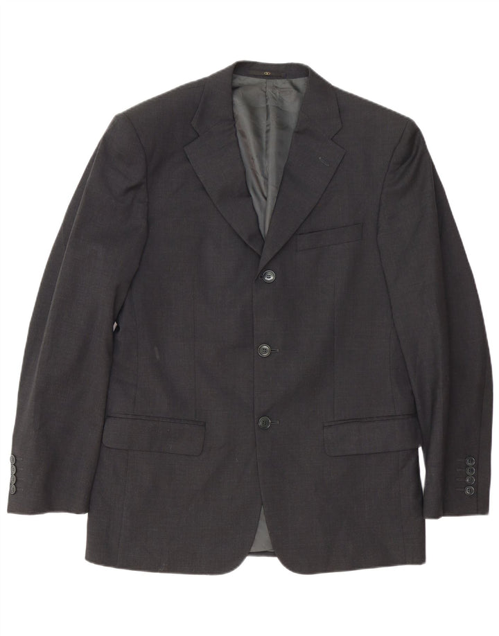 Valentino Herren-Blazerjacke mit 3 Knöpfen, IT 48, mittelgraue Wolle