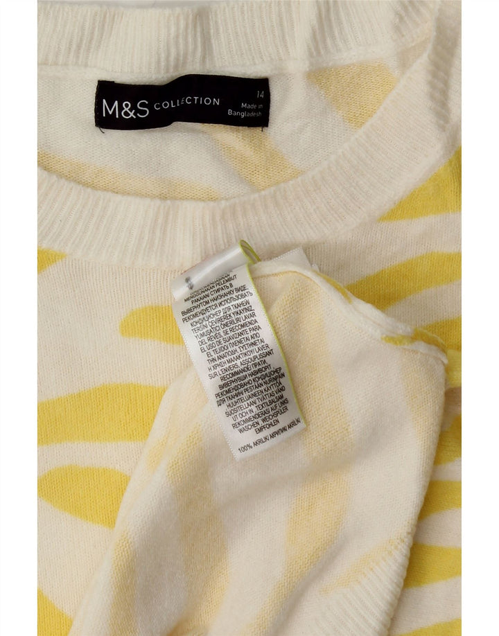 MARKS & SPENCER Womens Boat Neck Jumper Sweater UK 14 Large Yellow