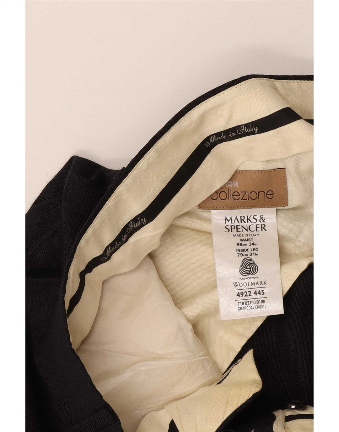 Marks & Spencer Herren-Anzughose mit Pegged-Anzug, W34, L31, graue Wolle