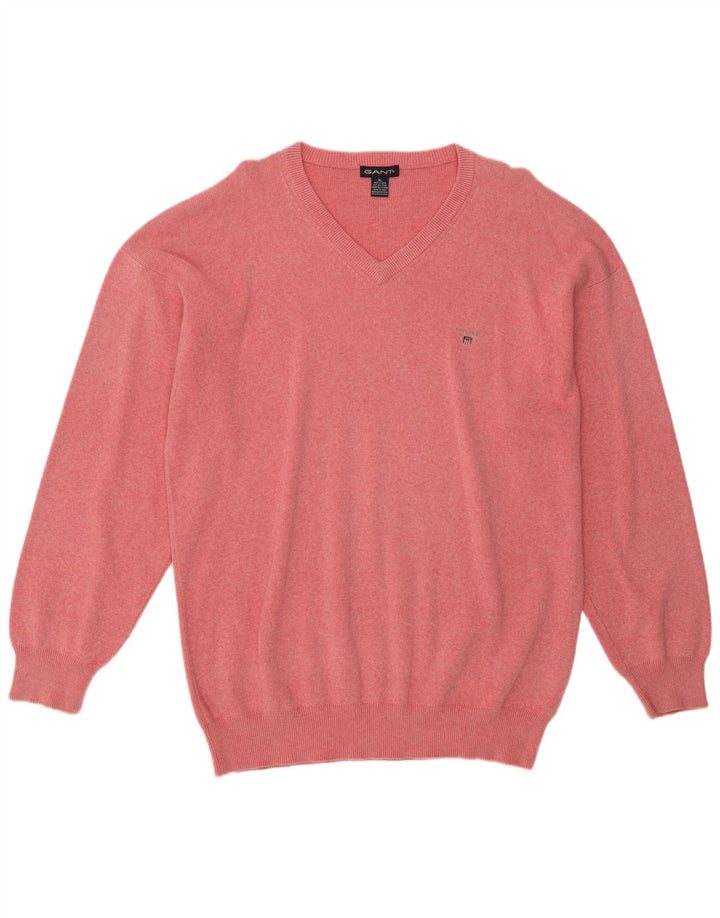 GANT Herren-Pullover mit V-Ausschnitt, XL, rosa gefleckte Baumwolle