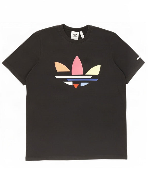 Adidas Herren Grafik T-Shirt Top Large Schwarz Baumwolle