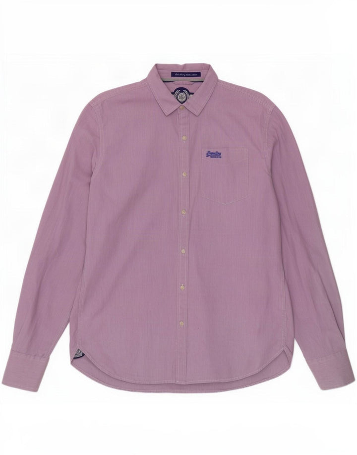 Superdry Herren-Hemd XL aus violetter Gingham-Baumwolle