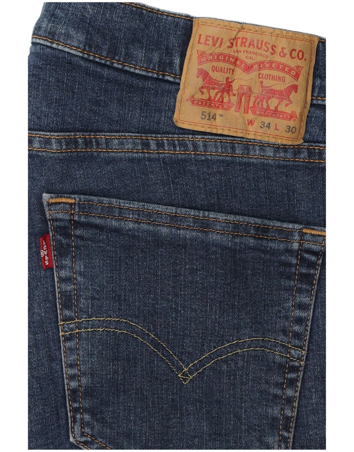 Levi's Herren 514 verkürzte Jeans W34 L24 marineblaue Baumwolle