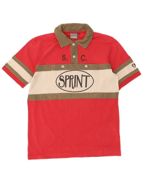 Diadora Rugby-Poloshirt mit Grafik für Jungen, 11–12 Jahre, XL, rote Farbblock-Baumwolle