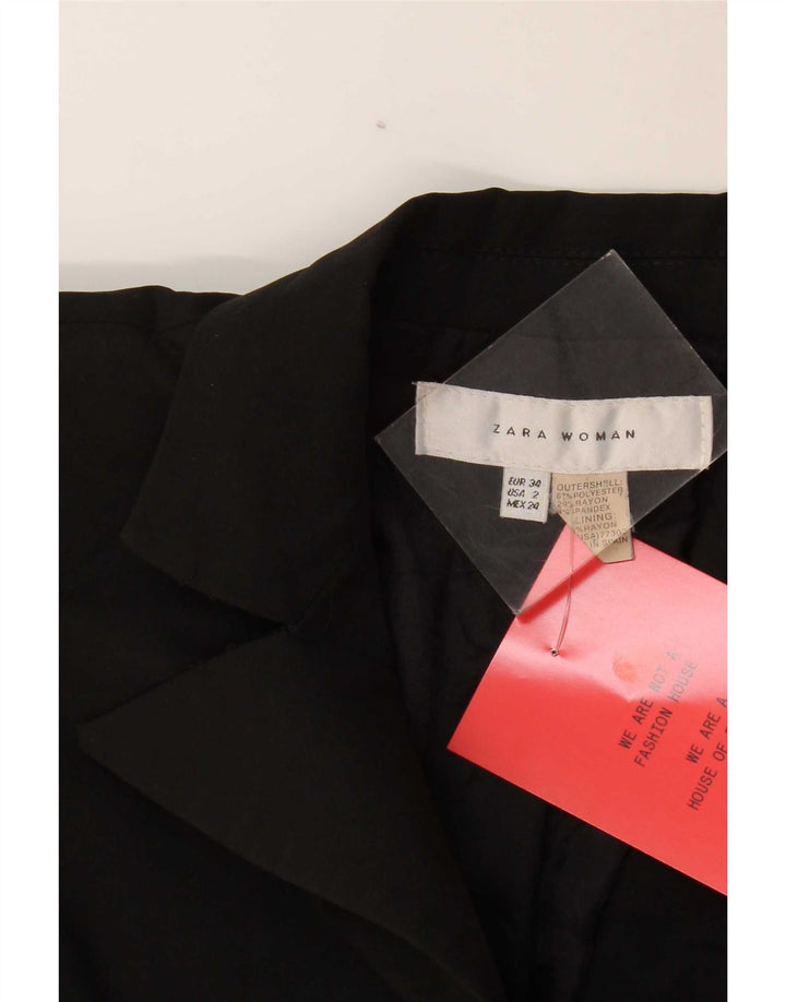 Zara Damen 1-Knopf-Blazerjacke EU 34 2XS Schwarz Polyester