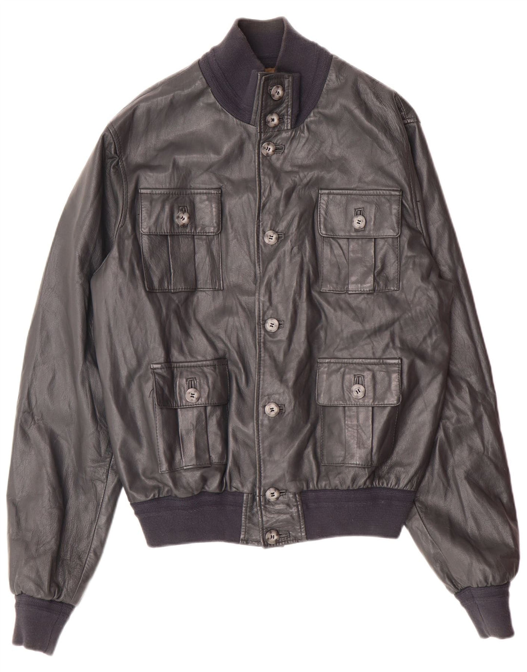 Vintage Herren Leder Bomberjacke UK 36 Kleines graues Leder