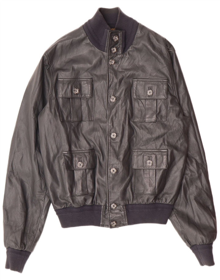 Vintage Herren Leder Bomberjacke UK 36 Kleines graues Leder