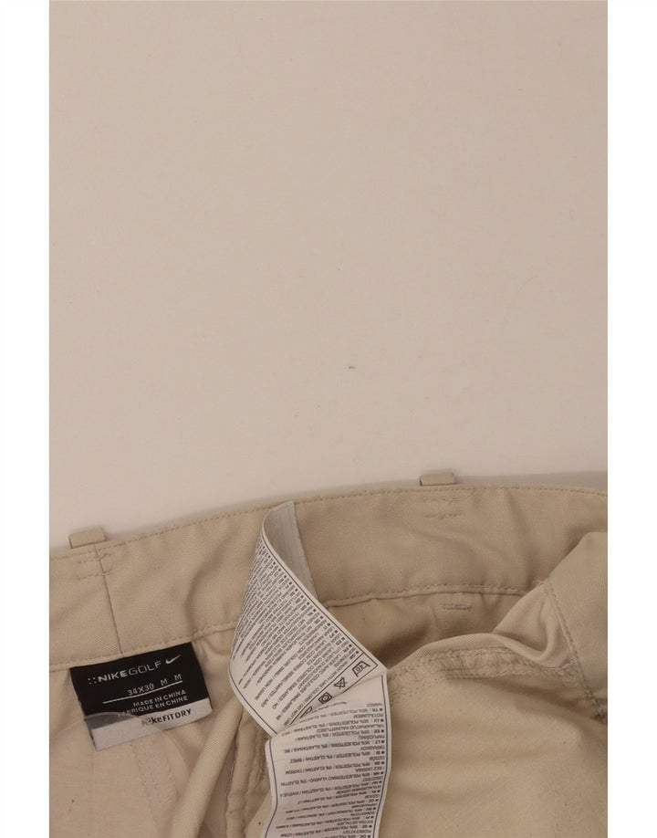 NIKE Herren gerade Chinohose W34 L30 Beige Polyester
