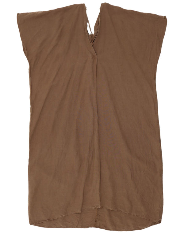 Zara Damen Longline Tunikakleid UK 16 Large Braun Lyocell