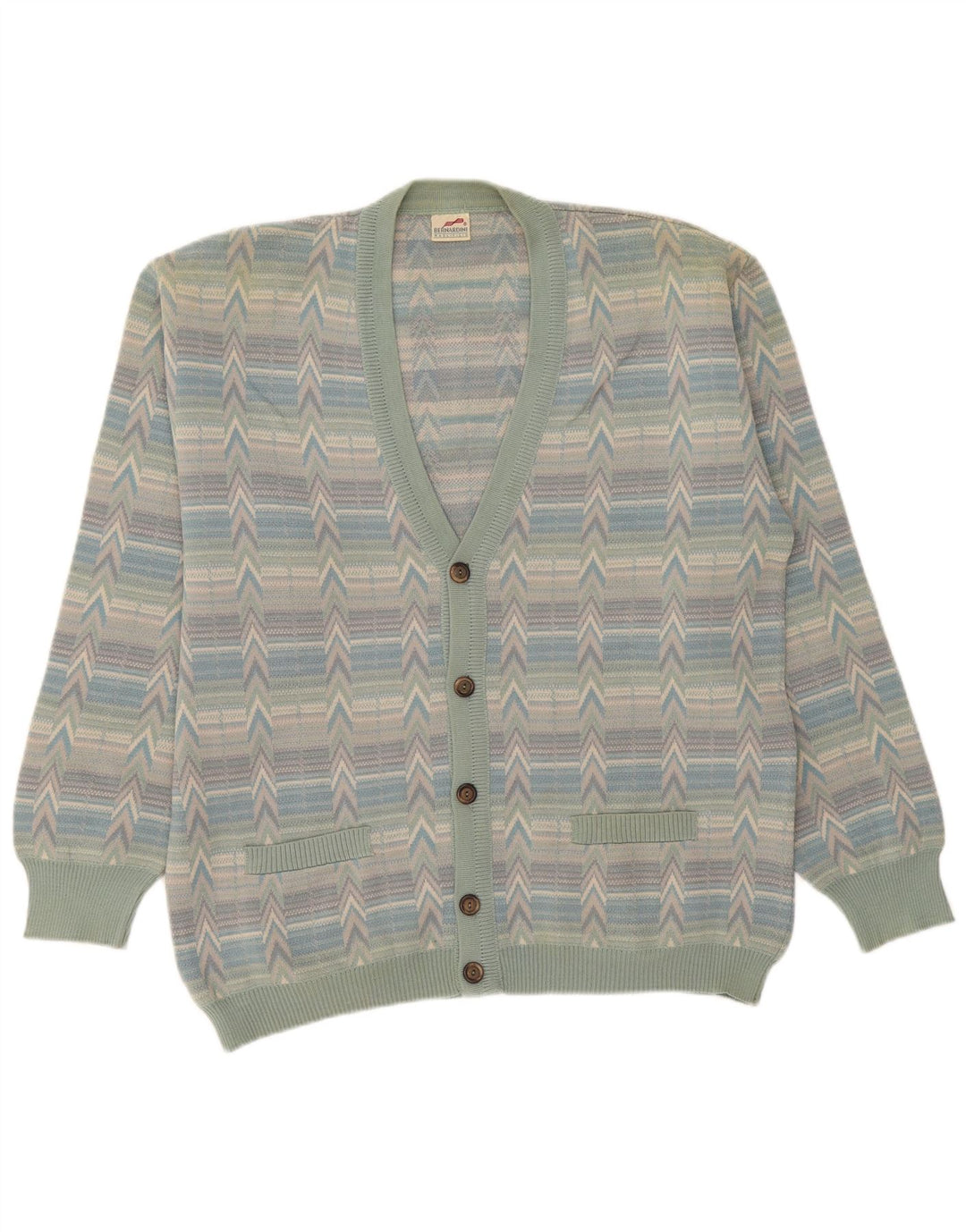 Bernardini Herren-Strickjacke, große, mehrfarbige, geometrische Wolle