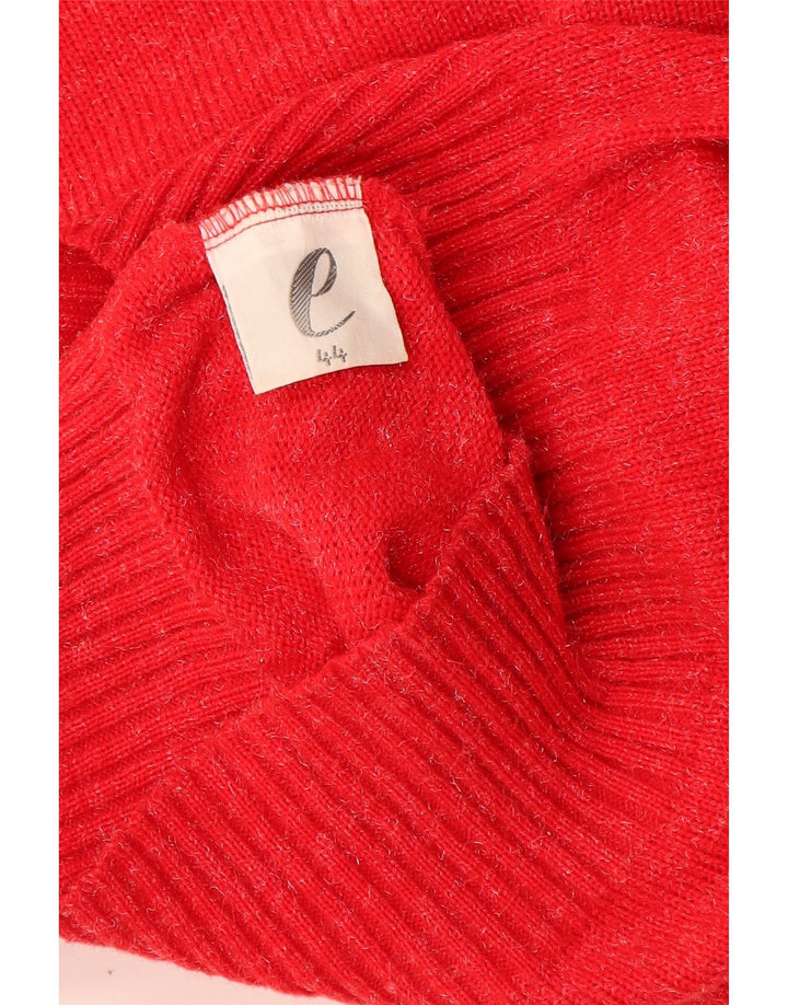 Vintage Damen Pullover mit U-Boot-Ausschnitt, IT 44, mittelrot gefleckt