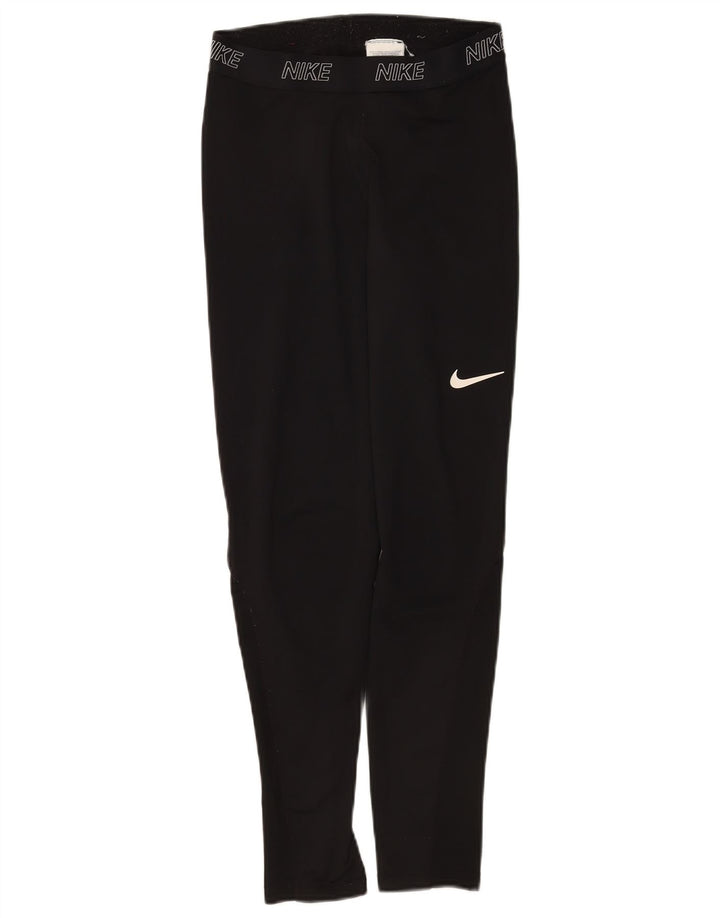 Nike Damen Dri Fit Graphic Leggings UK 12 Mittelschwarzes Polyester