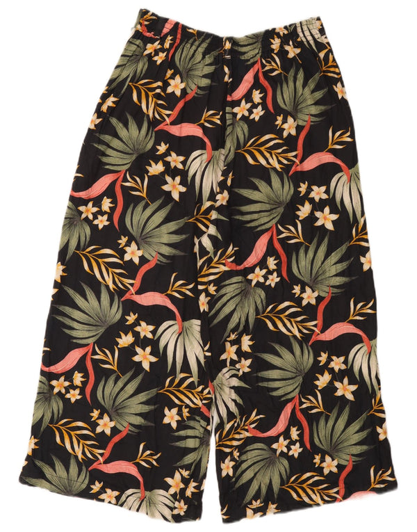 Element Damen Caprihose UK 10 Small W28 L20 Schwarz geblümtes Viskose