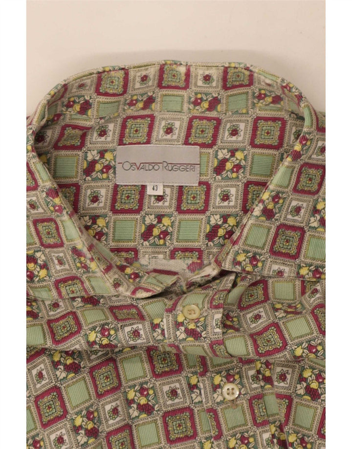Vintage Herrenhemd Größe 43 Groß Mehrfarbig Geometrisch