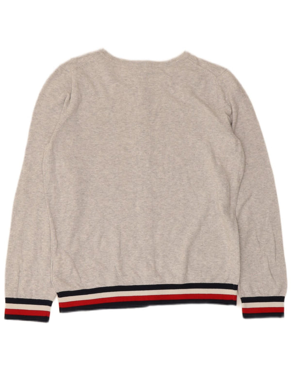 Tommy Hilfiger Damen-Cardigan-Pullover UK 14 Mittelgrau gestreift