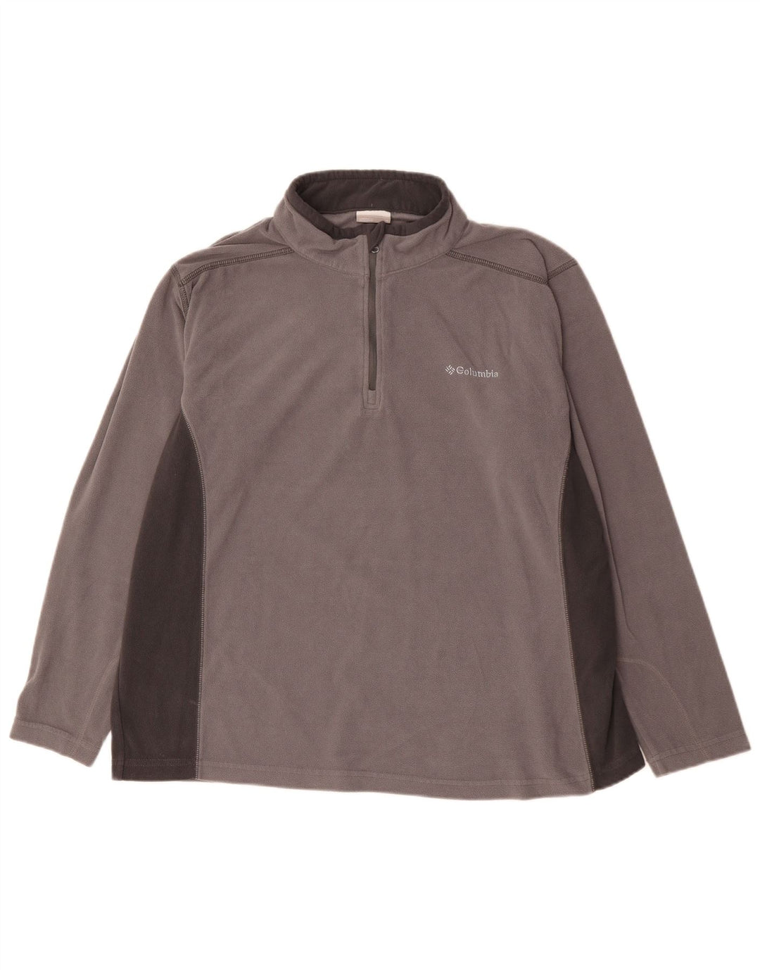 Columbia Herren-Fleecepullover mit Reißverschluss, XL, graues Farbblock-Polyester