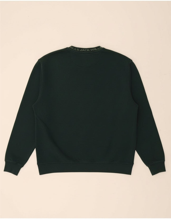 JACK WILLS Mens Relaxed Fit Sweatshirt Jumper Large Green Cotton