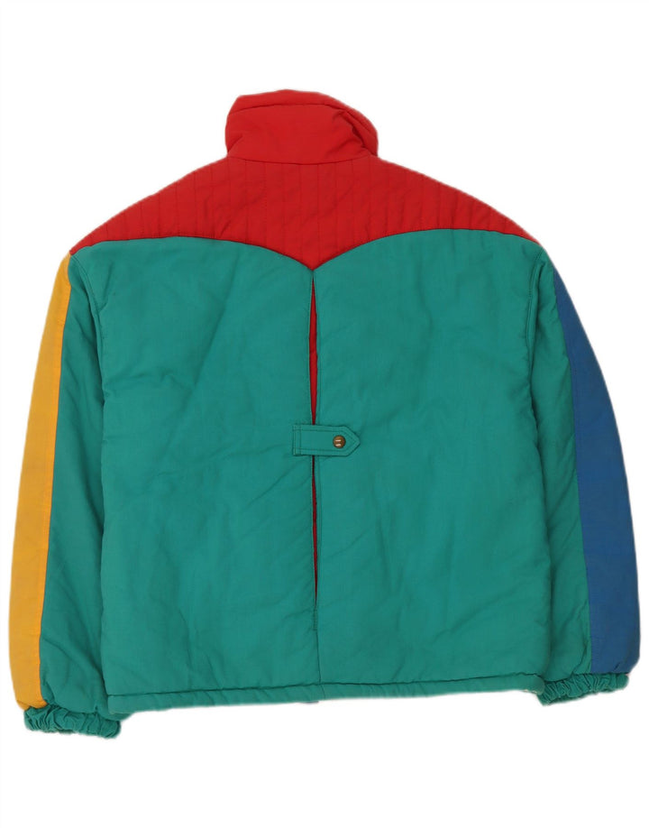 Gepolsterte Vintage-Damenjacke mit Kapuze, IT 42, mittelgroß, mehrfarbig, Farbblock