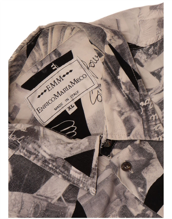 Vintage Herren Grafikshirt XL Grau Patchwork