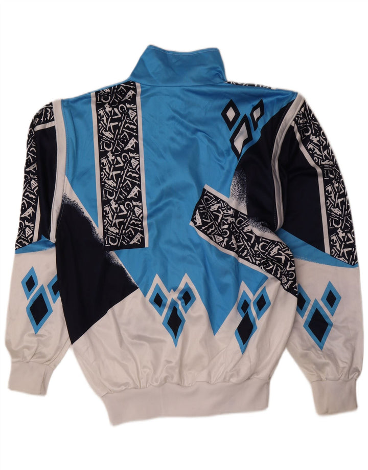 Vintage Herren-Trainingsanzug-Top-Jacke, groß, blau, geometrisch
