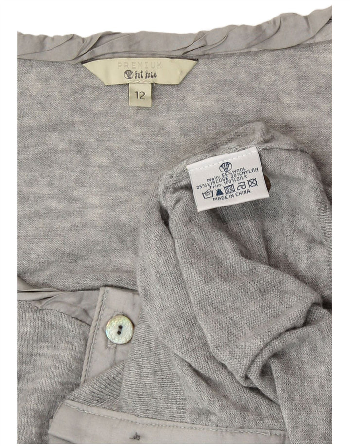 Fat Face Damen-Cardigan-Pullover UK 12 Mittelgraue Wolle