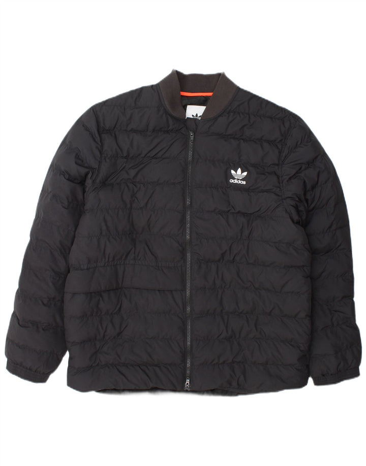 Adidas Herren Bomber gepolsterte Jacke UK 38 Mittelgraues Polyester