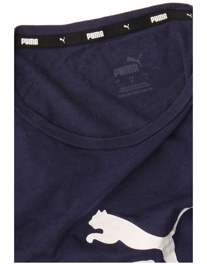 Puma Damen Grafik T-Shirt Top UK 14 Large Marineblau