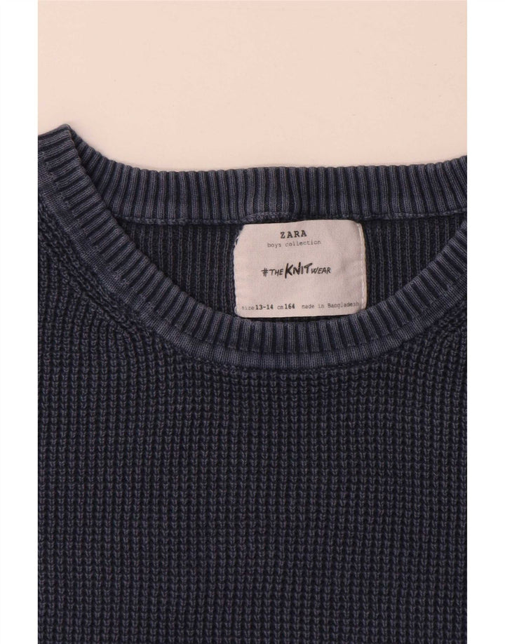 Zara Jungen-Pullover mit Rundhalsausschnitt, 13–14 Jahre, Marineblau