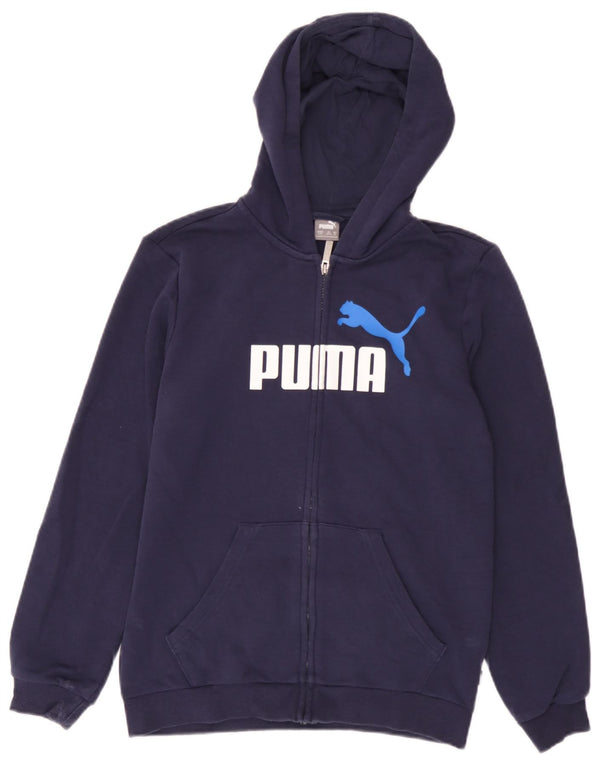 Puma Boys Graphic Zip Hoodie Sweater 13-14 Jahre Marineblaue Baumwolle