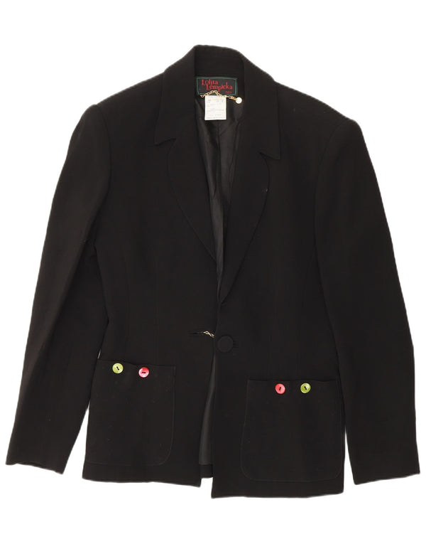 Lolita Lempicka Damen 1-Knopf-Blazer-Jacke, UK 12, Mittelschwarz, Acetat