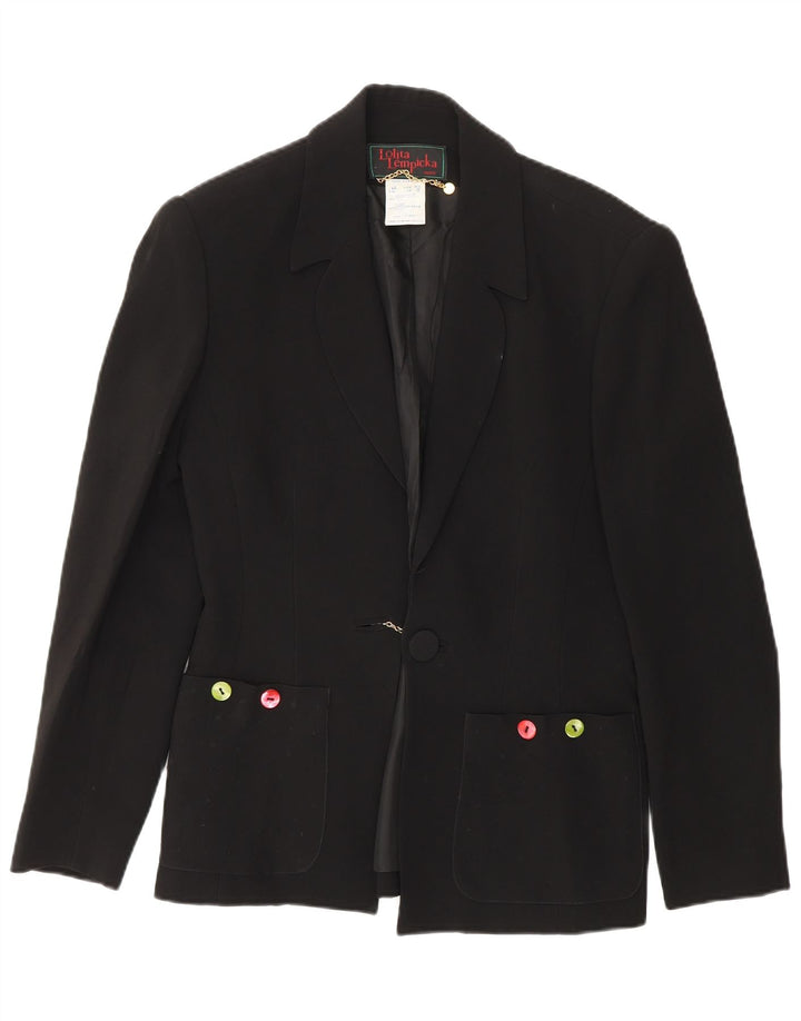 Lolita Lempicka Damen 1-Knopf-Blazer-Jacke, UK 12, Mittelschwarz, Acetat