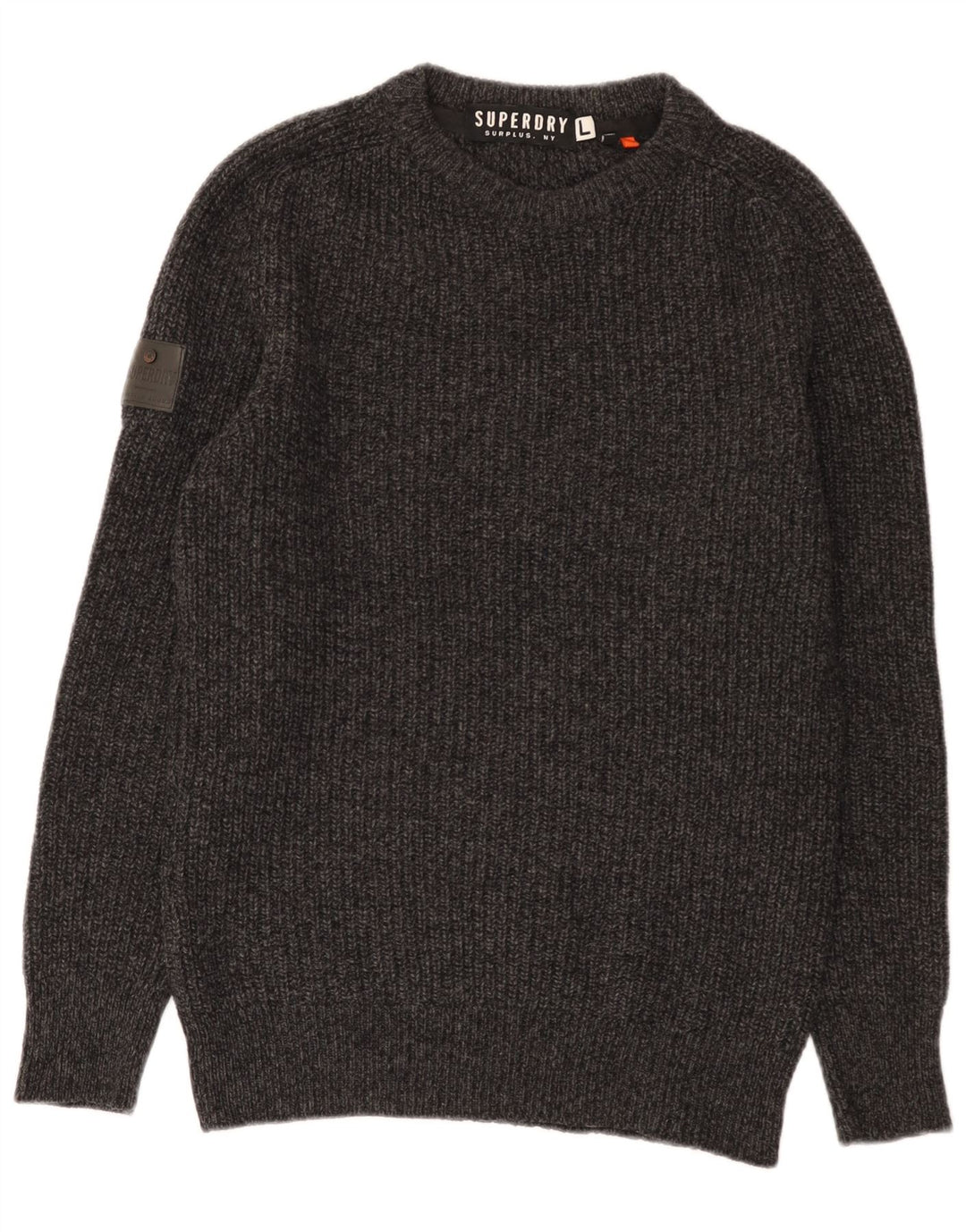 Superdry Herren-Pullover mit U-Boot-Ausschnitt, große graue Wolle