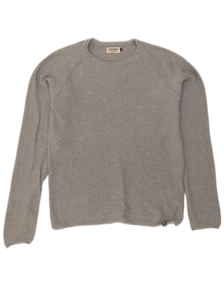JACK & JONES Herren-Pullover mit Rundhalsausschnitt, XL, graue Baumwolle