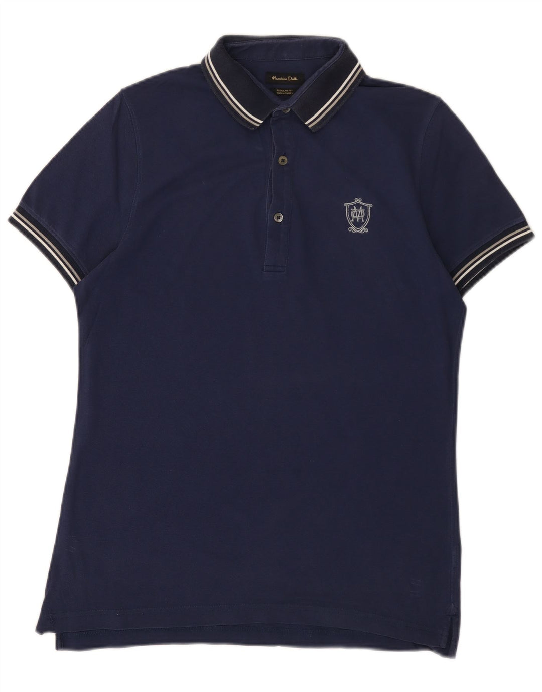 MASSIMO DUTTI Herren-Poloshirt mit normaler Passform, mittleres Marineblau