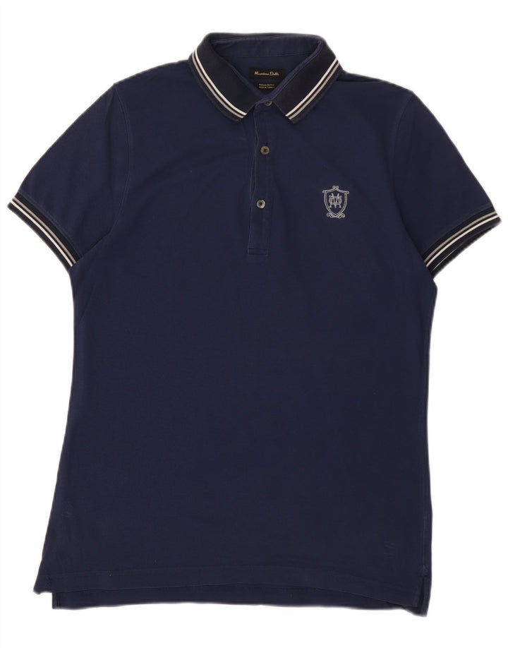 MASSIMO DUTTI Herren-Poloshirt mit normaler Passform, mittleres Marineblau