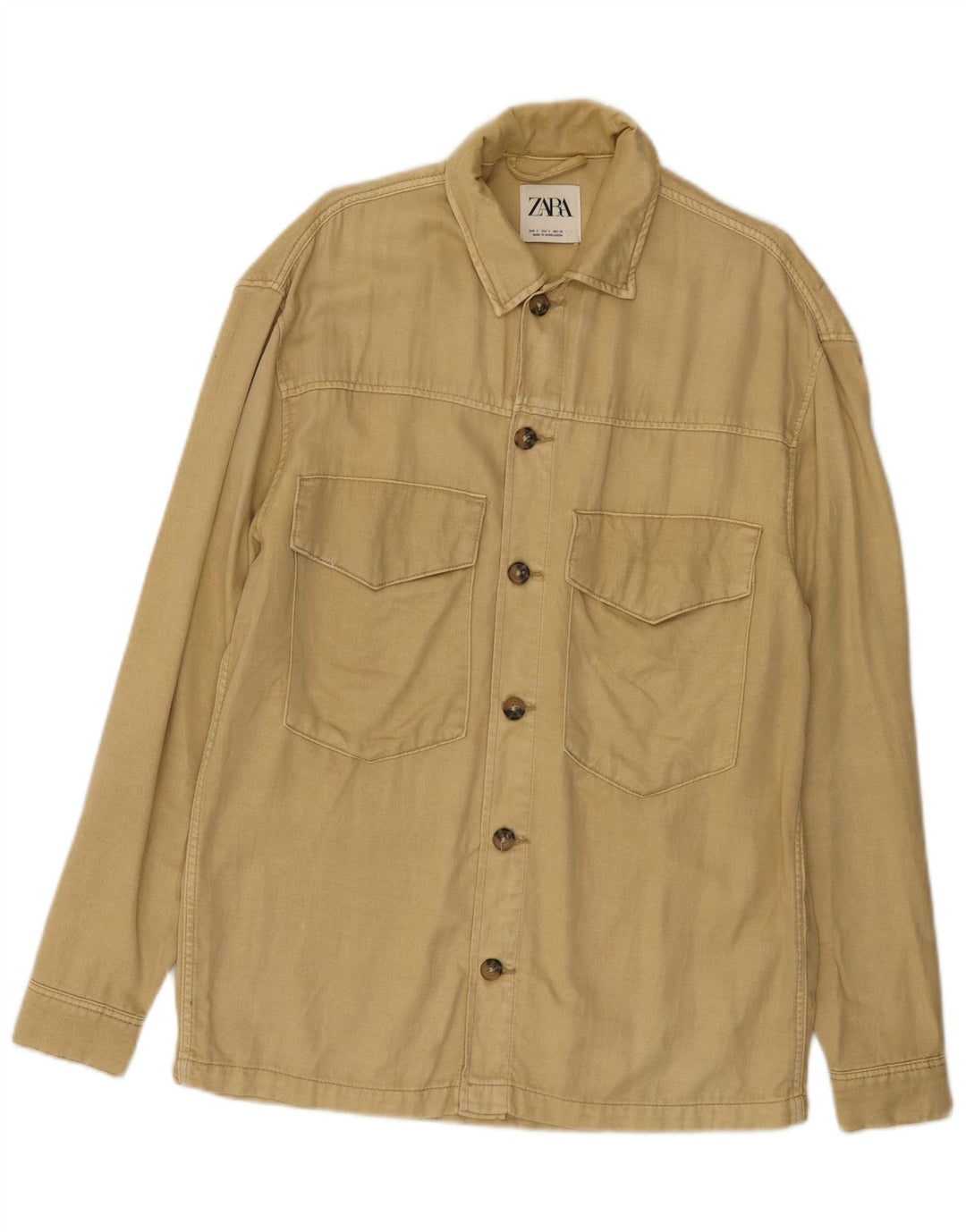 Zara Herren Utility Jacke UK 36 Small Beige Lyocell