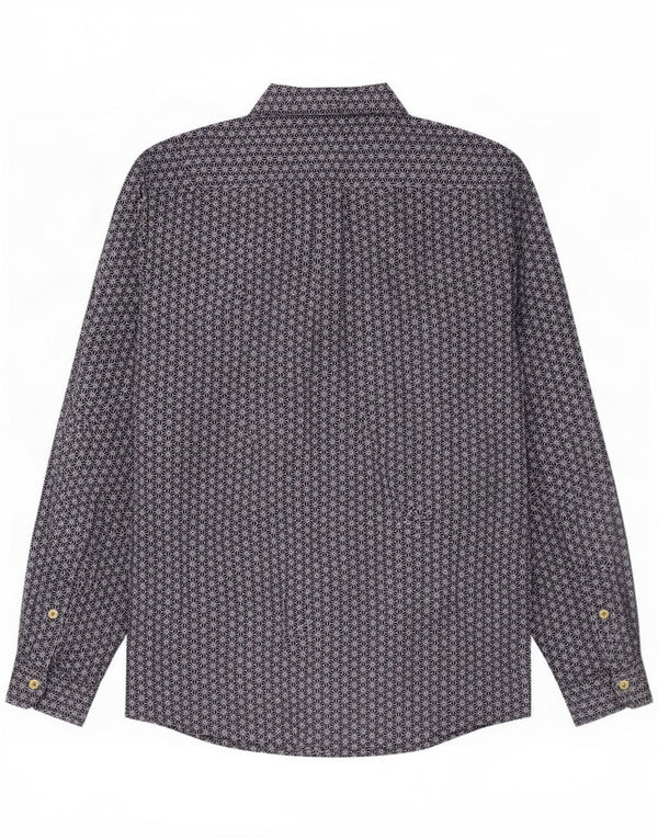 Pretty Green Herren-Hemd mit klassischer Passform, kleine blaue geometrische Baumwolle