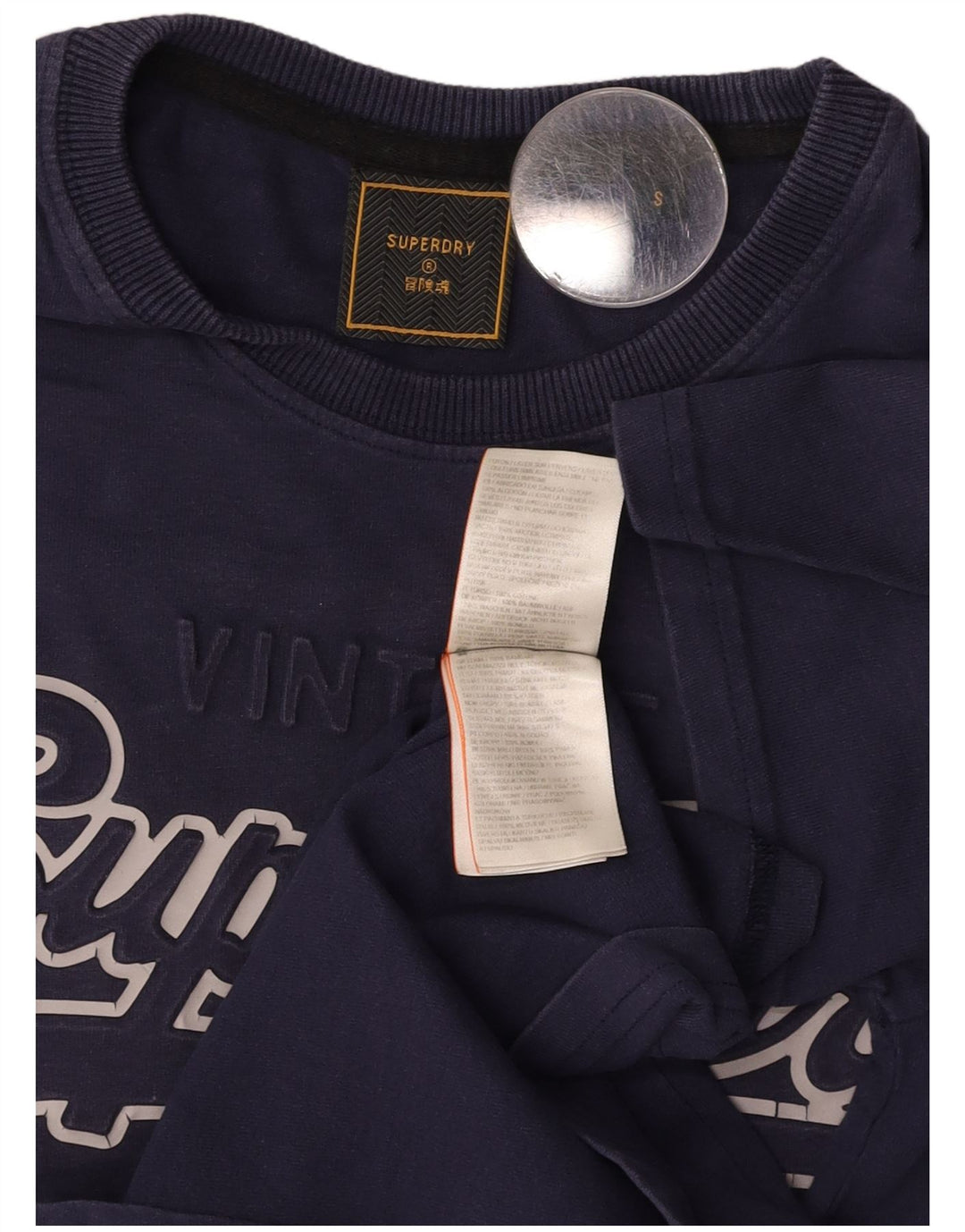 SUPERDRY Herren-T-Shirt mit Grafik, Größe S, marineblaue Baumwolle