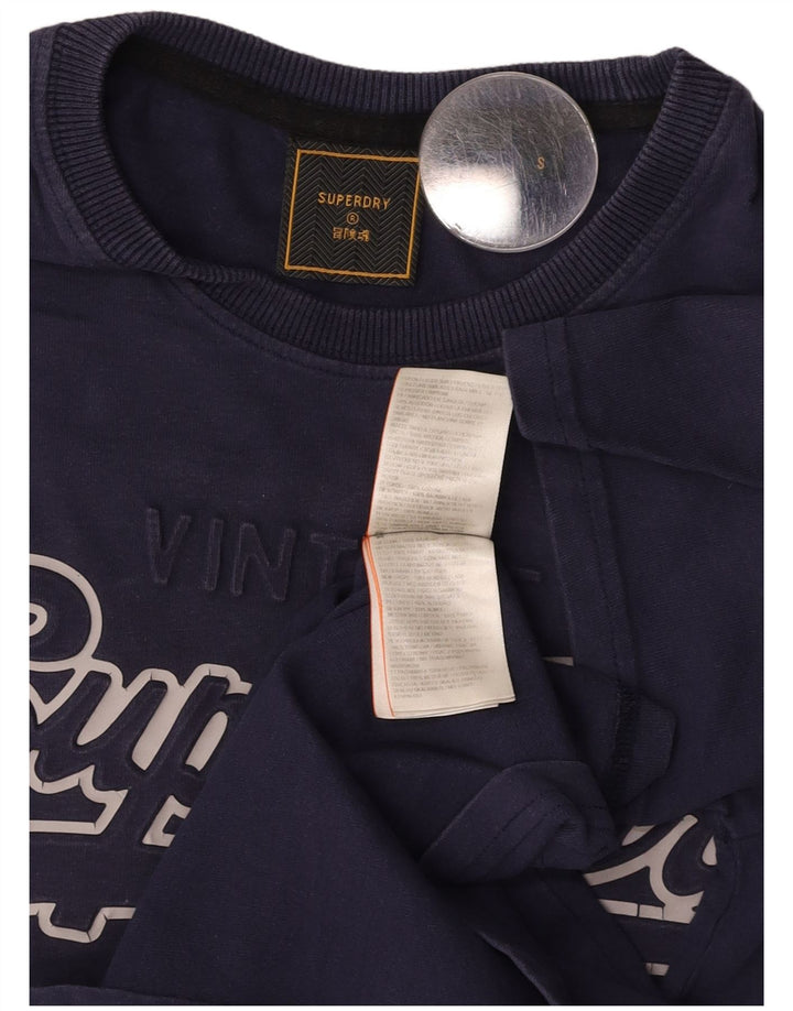 SUPERDRY Herren-T-Shirt mit Grafik, Größe S, marineblaue Baumwolle