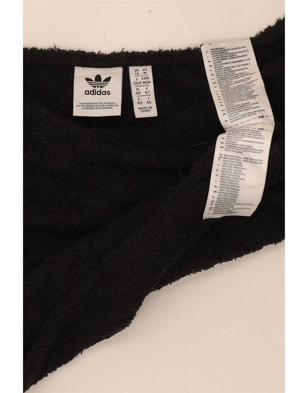 Adidas Damen Off Shoulder Fleece Crop Top UK 14 Medium Schwarz Polyester