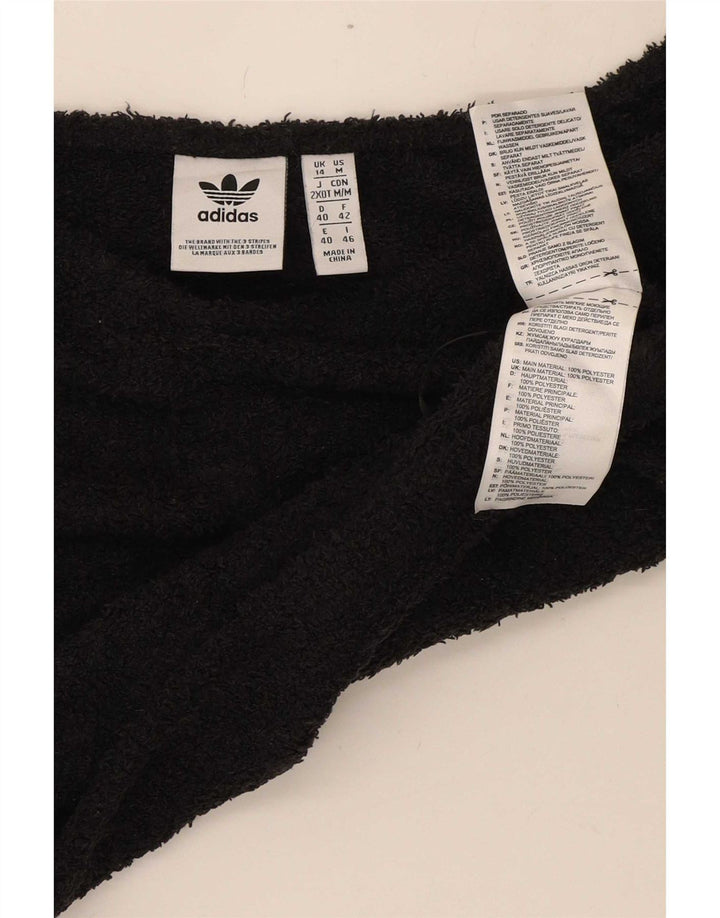 Adidas Damen Off Shoulder Fleece Crop Top UK 14 Medium Schwarz Polyester